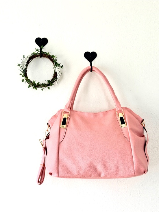 Handbags - Light Pink Faux Leather Satchel Shoulder Bag Gold Hardware NWOT